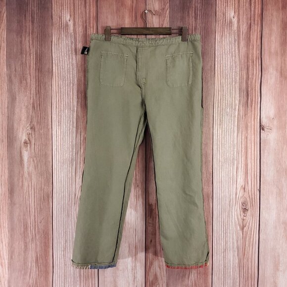 *READ* Johnny Was Womens Size Small Lounger Drawstring Pants Linen Blend Green - Picture 3 of 13